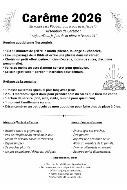 Proposition de Carême 2026 pour jeune et adulte - Site web Catho Porte Nord Strasbourg - Vendenheim, Eckwersheim, Lampertheim et Mundolsheim