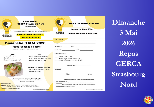 Repas solidaire de GERCA Strasbourg Nord Mai 2026 - Site Catho Porte Nord Strasbourg